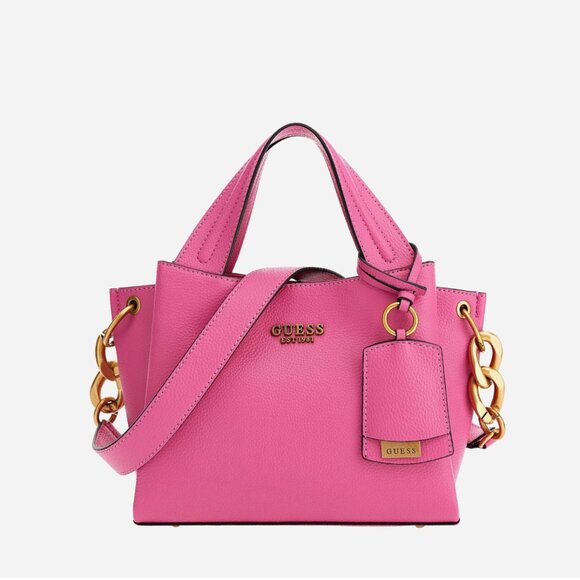 Guess | Zed Pebbled Small Girlfriend Carryall Purse in Fuchsia Pink | One Size - Picture 2 of 13